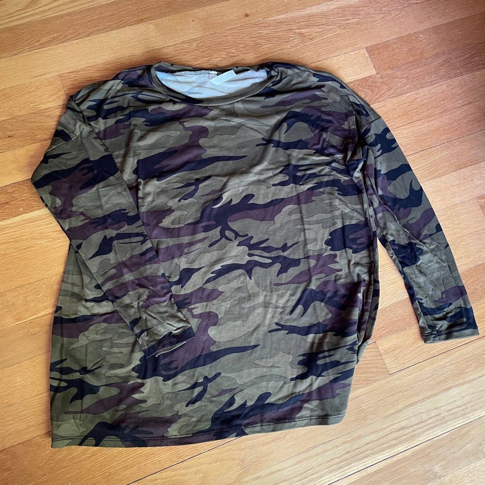 Shop Talulah Camo Long Sleeve Stretchy Tee Shirt